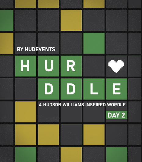 hudevent's tweet photo. Now onto Day 2... 👀 Click the link for a new HURDDLE 😆

https://t.co/YC02rGy08T

Think you can guess today's word? 

Don't forget to share your score once you've solved it! 🟩🟨⬜️ 

#HURDDLE https://t.co/Pi0m2Y9bMt