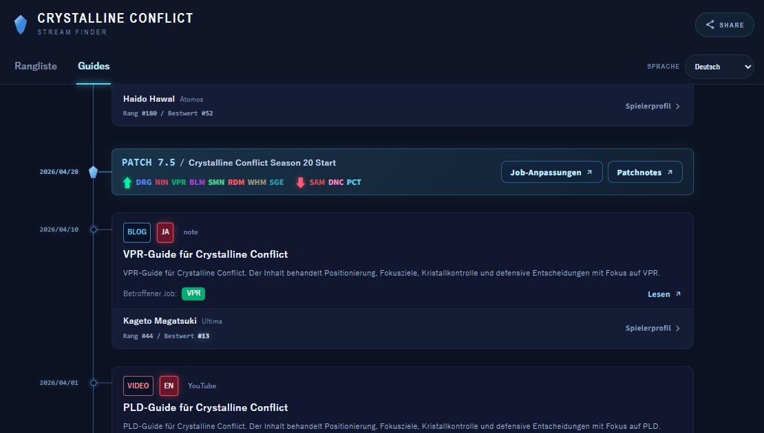 hikachu_FF14's tweet photo. CRYSTALLINE CONFLICT STREAM FINDER ist nun online!

Eine inoffizielle FF14-PvP-Fanseite, um Ranglisten-Spieler, Jobs, frühere Ergebnisse, Live-Twitch-Streams &amp; Guideinhalte zu finden

aktuell live streamende Ranglisten-Spieler
Timeline für Guides &amp; Videos

https://t.co/h770KrJs6M https://t.co/DzT49WOCC3