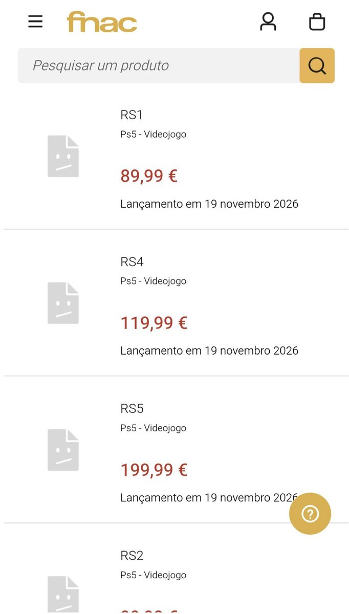 PortalViciados's tweet photo. A FNAC de Portugal já está listando as SKUs de GTA VI!

A versão básica aparece com o preço a partir de 90 euros. 

Outras duas SKUs do jogo estão listadas por 120 e 200 euros.

Curiosidade: Esta foi a mesma loja que o adm aqui foi no lançamento à meia-noite para comprar o GTA 5 em Portugal.
