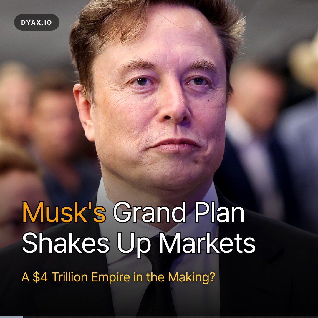 DYAXio's tweet photo. 📰 Musk's Mega-Merger: Tesla & SpaceX Eye $4T Empire!

📌 In a Nutshell
Rumors suggest Elon Musk is pursuing a mega-merger of Tesla and SpaceX, potentially creating a $4 trillion company.

✅ Key Points
1. The potential merger would combine Tesla's capital and AI with SpaceX's advanced materials and aerospace tech.
2. Expected synergies could accelerate innovation in EVs, aerospace, AI, battery technology, and robotics.
3. Tesla could gain efficiency and innovation leveraging SpaceX's expertise, boosting its competitive edge.
4. SpaceX could expand space exploration and satellite services using Tesla's vast resources and AI capabilities.

🎯 Affected Stocks
📈 Tesla (TSLA) — Potential for expanded capabilities, market dominance, and technology integration.

🏭 Affected Sectors
🔀 Electric Vehicles — Bullish for Tesla, bearish for competitors due to enhanced technological edge.
🔀 Aerospace — Stronger competitive position for the merged entity, pressure on existing players.
📈 Artificial Intelligence — Integration of advanced AI research from both companies will drive innovation.

🔢 Key Figures
• $4 Trillio — Potential combined valuation
• Mega-Merge — Tesla & SpaceX Integration
• Tech Syner — Accelerated Innovation Expected

🔍 Background
Speculation is growing that Elon Musk is planning a massive merger between his electric vehicle giant, Tesla, and his space exploration company, SpaceX. If realized, this ambitious move could form an unparalleled $4 trillion corporation, significantly reshaping multiple industries. The idea stems from the shared technological ambitions and capital needs of both innovative firms.

🔗 Source: https://t.co/9Bm26UspVh
https://t.co/uPvGzZe7IR

⚠️ This content is for informational purposes only and is not investment advice.

#ElonMusk #Tesla #SpaceX #MegaMerger #InvestmentNews #FutureTech #MarketImpact #Innovation #StockMarket #TrillionDollar
