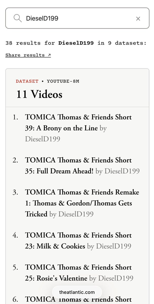 TramEngineAlt's tweet photo. Just found the site and a good few Thomas YouTubers are also on it…

Why are companies using our stuff without consent. God I hate AI 🙃💀 https://t.co/2LWDnf9vVV