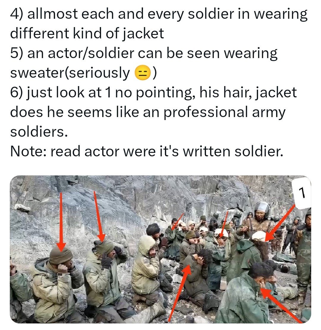 Defencesite03's tweet photo. Porky's been caught.

Beware of the Chinese propaganda machinery.

China brought #Pakistani soldiers for a shoot to make them look like Indian soldiers!

But perhaps those Chinese forgot to use their brains.

Porky always comes to the rescue of his father #China. https://t.co/nNJNe9Mjy2