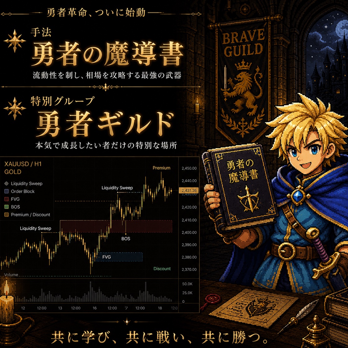 surarin_fx's tweet photo. 【勇者革命開始】

ビットコイン、ドル円
GOLD攻略するため

最重要な"流動性"をテーマにした

☆手法「勇者の魔導書」

☆特別グループ「勇者ギルド」

この2つを用意した🔥

希望者は
① いいね,リポスト
② LINEに【勇者革命】と送信

https://t.co/odzZMLjSW0

募集枠に限りがあるのでお早めに🔥 https://t.co/fD6r5v7MOe