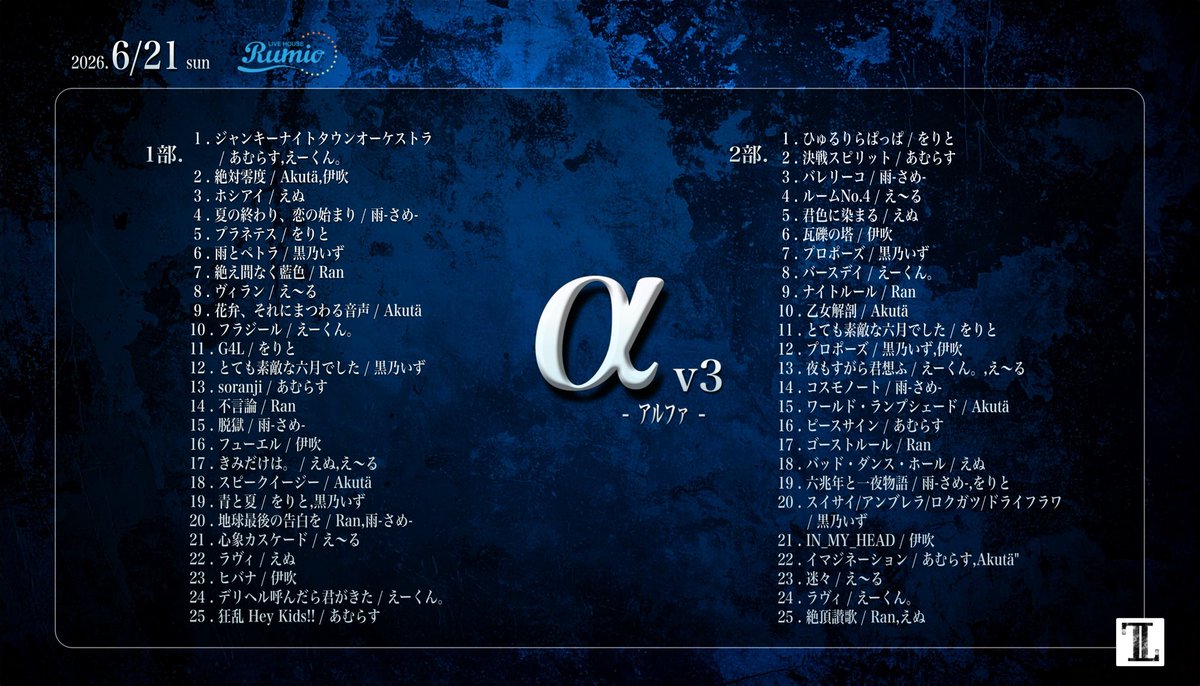 collection_nico's tweet photo. 【 α -ｱﾙﾌｧ- v3 】
2026.6/21(日)

あるふぁお疲れ様でした！！
コロナ禍前に戻ったかの様な
熱量のある演者様とお客様のおかげで
素敵な一日となりました！！

ありがとうございました！
次回もよろしくお願いします！

#あるふぁ0621 #LLライブinfo https://t.co/bIklusciHQ