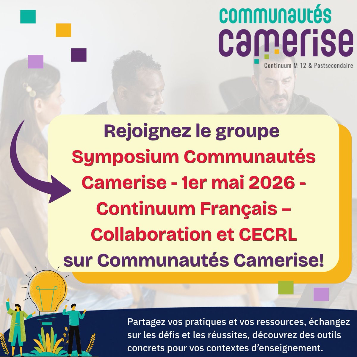 CCamerise's tweet photo. Découvrez le groupe Symposium Communautés Camerise - 1er mai 2026 - Continuum Français - Collaboration et CECRL!

Joignez-vous à la communauté et partagez vos questions ou réflexions!
👉 https://t.co/4BikMvHHav
 
#FLS #FLA #FI #CommunautésCamerise https://t.co/kwNTsfYT1y