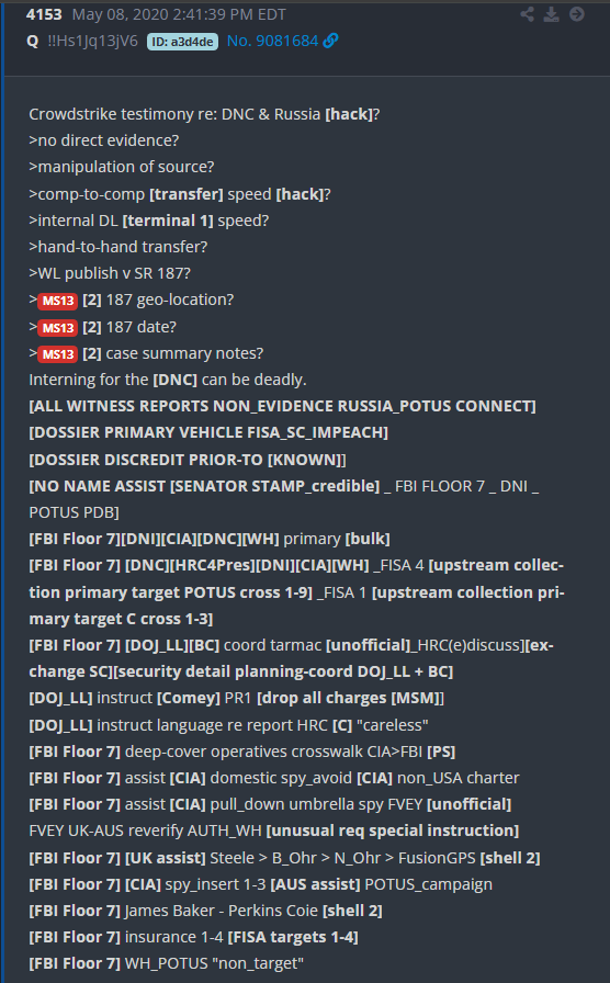 drawandstrike's tweet photo. Again, in this drop specifically starting with the DNC & the claims of a 'Russia [hack]?'

"Interning for the [DNC] can be deadly."

The DNC breach pointed right at the Clinton Email server breach, which there were also desperate to contain/minimize.  

No Name = that asshole traiter John McCain. 

What was the LL/BC tarmac meeting really all about? What was so sensitive they had to have a face-to-face meeting in AZ, instead of relying on their usual hidden server fake name/alias email address network? 

How many people did they really abuse the FISA upstream collection system to spy on? 

What had they been doing that they were desperately trying to hide/contain? 

What happens when you can prove where the NK/Iran uranium came from? What 'House of Cards' collapses?

LL and JC handled the Clinton server issue as her being 'careless' and no prosecution. They had to.  To pull on that string would've led to the entire upper level of the Obama Cabinet and all the illegal shit they were involved in.  

Such as contracting with our allies in 5 Eyes to spy on US citizens for them and trade the info, since legally they aren't allowed to do that themselves.

Such as planning coups and rigged elections around the world, and [this is the part that's really going to shock some people] here at home. 

Such as planning assassinations or national leaders/political candidates. 

Or pesky DNC staffers who 'betrayed' them.