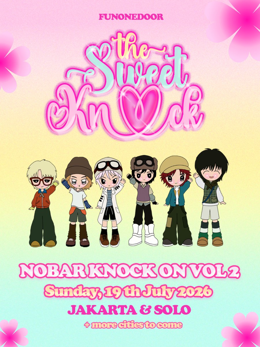 funonedoor's tweet photo. 🍭 𝙏𝙝𝙚 𝙎𝙬𝙚𝙚𝙩 𝙆𝙣𝙤𝙘𝙠 🌈🏡
NOBAR KNOCK ON VOL 2  SEOUL

📌 Jakarta, Solo, and more cities to come
🔗 https://t.co/xomf0NdoIo

Don't forget to use
#THESWEETKNOCK

Check the thread for more info https://t.co/Fq9vhrgifZ