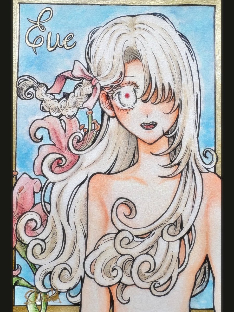 drop_s1022's tweet photo. アール・ヌーヴォー風に描いてみました✍🏻
#OC https://t.co/0S1YmCdJNm