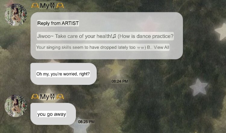 jiwootoday's tweet photo. jiwoo is actually not the type of person who ever cares about haters who attack or complain about her. but maybe today Jiwoo was really annoyed &amp; told this person to go away. i wish idols could say rude things like "B*TCH GO AWAY" instead just “go away” 💔🙏🏼 https://t.co/G4N5Mj5pWX