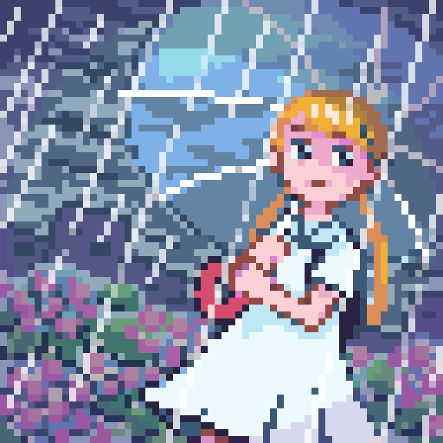 ure_tika's tweet photo. 雨。ドットピクトのイベント参加。
雑絵で失礼。
#dotpict #pixelart https://t.co/KiiUCciVon
