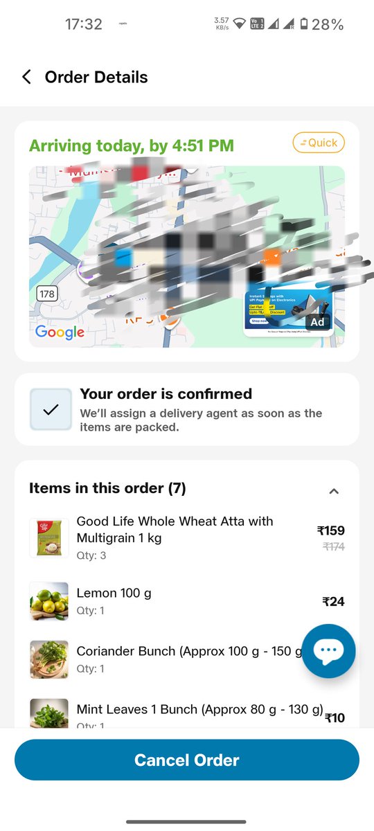 HriteshY's tweet photo. @JioMart_Support JM6A37C24101276F49EF 

1.5 hours se wait kar raha hu abhi tak nahi mila. 

Jio se order karne pe hamesha aisa hi drama hota hai, is store qale nonsense hai sab ke sab . Ya to order dedo nahi to refund dedo https://t.co/npN5N6tn45