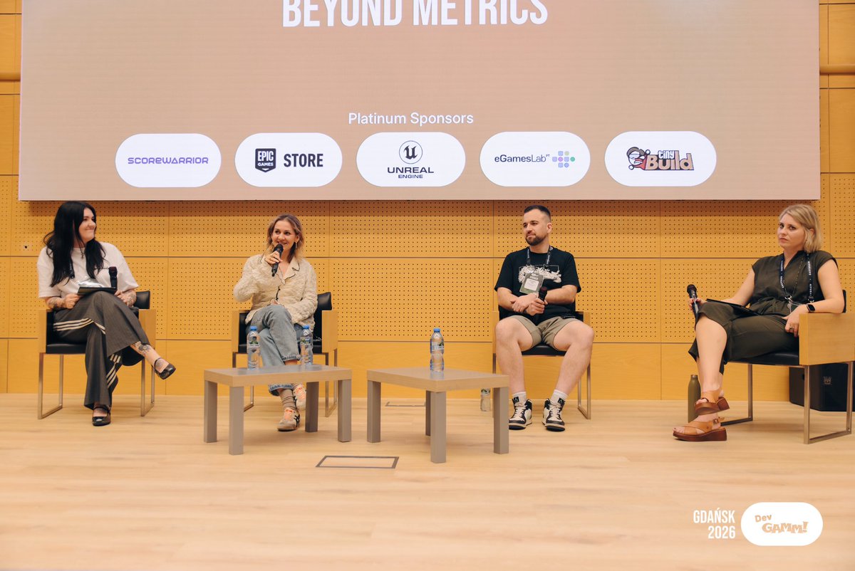 k_bkwska's tweet photo. Thanks for having me @DevGAMM! 

Really enjoyed the panel with @_chandra_27, @iamthatkatt and Chris and all the conversations that followed.

See you all next time! https://t.co/HKxaIWFYAA