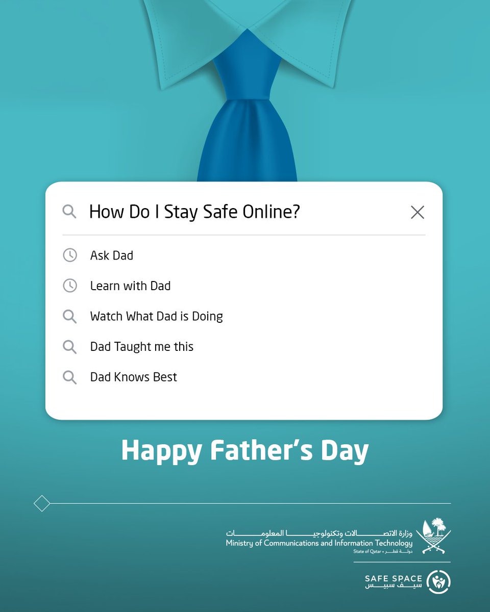 safespaceqa's tweet photo. كل عام وأنتم بخير لكل أب يجعل من الحوار الرقمي عادةً يومية مع أبنائه.

Happy Father's Day to every dad who makes digital conversations a daily habit with his children.

#SafeSpaceQA
#سيف_سبيس https://t.co/GI16jFHVvm