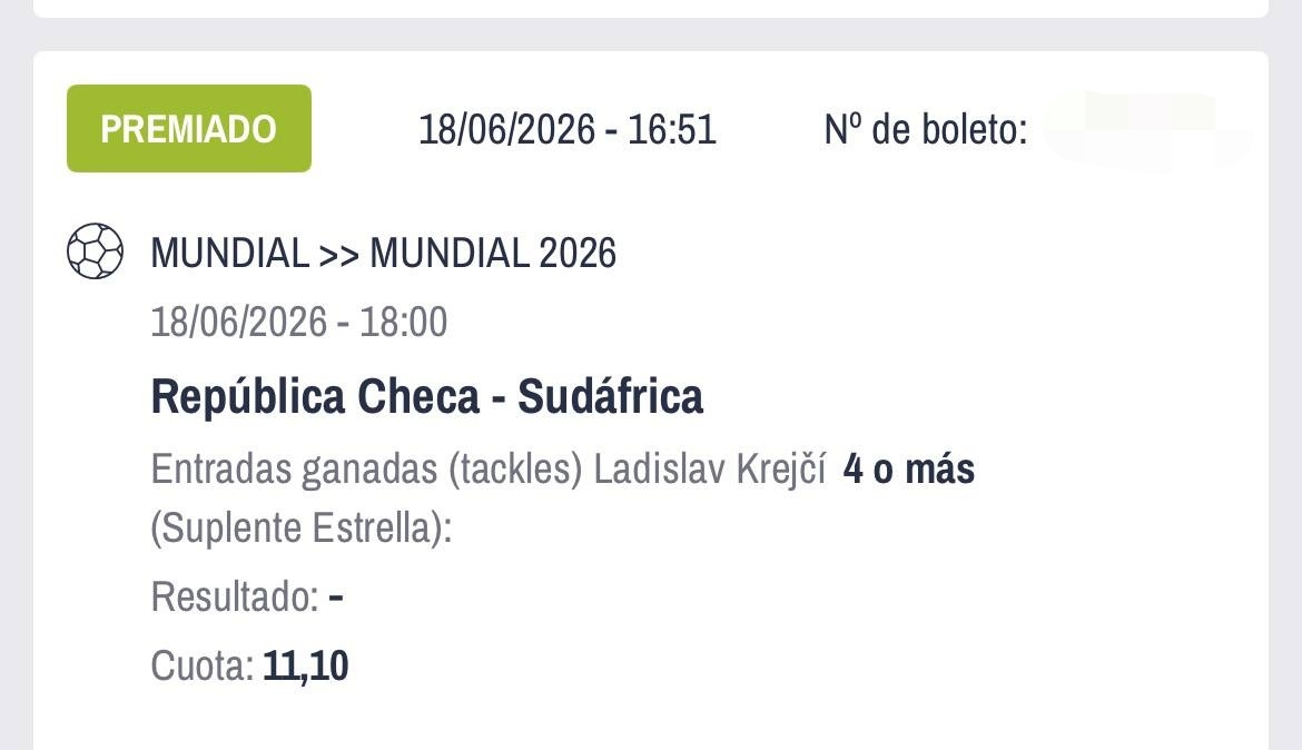 ELVALUEDORR's tweet photo. Lo increíble viene ahora. 🤣

Al volver a entrar en la cuenta a los 2 días, la misma apuesta vuelve a aparecer como perdida.

Adjunto el caso de otra apuesta similar sobre Krejčí para comparar los criterios utilizados.

Cuando les pregunto que proveedor de datos usan, me ignoran. https://t.co/tZX1kBdORR