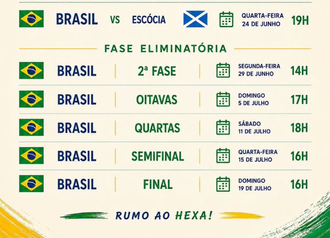 CentralFlaNacao's tweet photo. Se o Brasil passar em primeiro no grupo, tem um jogo em uma segunda às 14h 🙏

Que assim seja 🙏🙏 https://t.co/eul55cfDc3