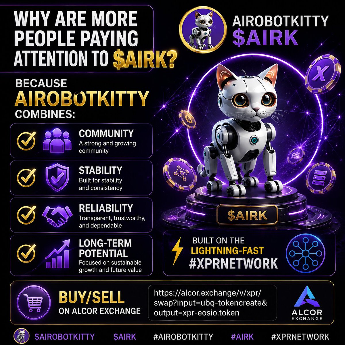 AnthonyOgbuefi1's tweet photo. Why are more people paying attention to $AIRK?
Because AIROBOTKITTY combines:
✔ Community
✔ Stability
✔ Reliability
✔ Long-term potential
Buy/Sell 👉https://t.co/sQbykpxcHG
Built on the lightning-fast #XPRNetwork. #AIROBOTKITTY #AIRK #XPRNETWORK
@BruceXPR @protonpussymeme @airobotkitty