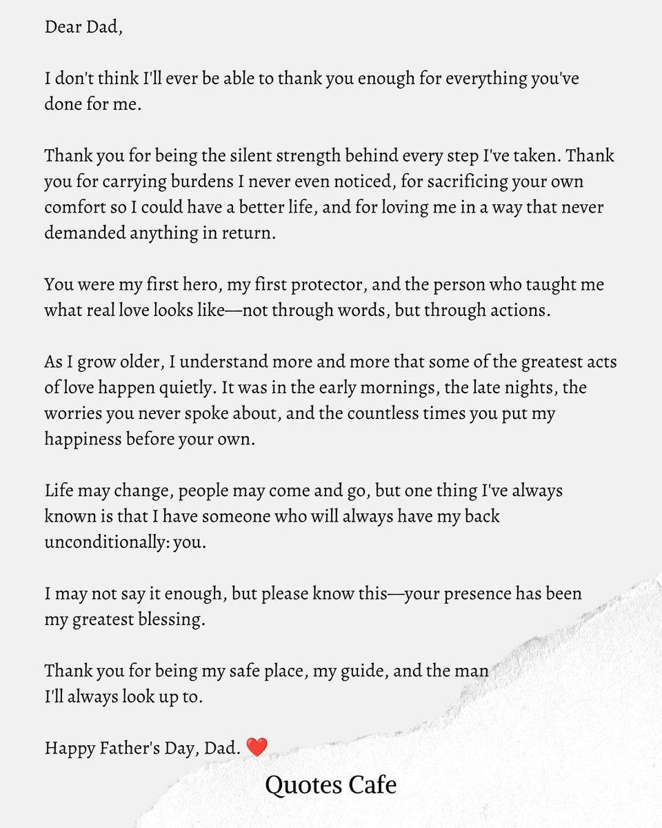 QuotesCafeOnX's tweet photo. A Letter to Dad ❤️ https://t.co/KNCZlWmIXU