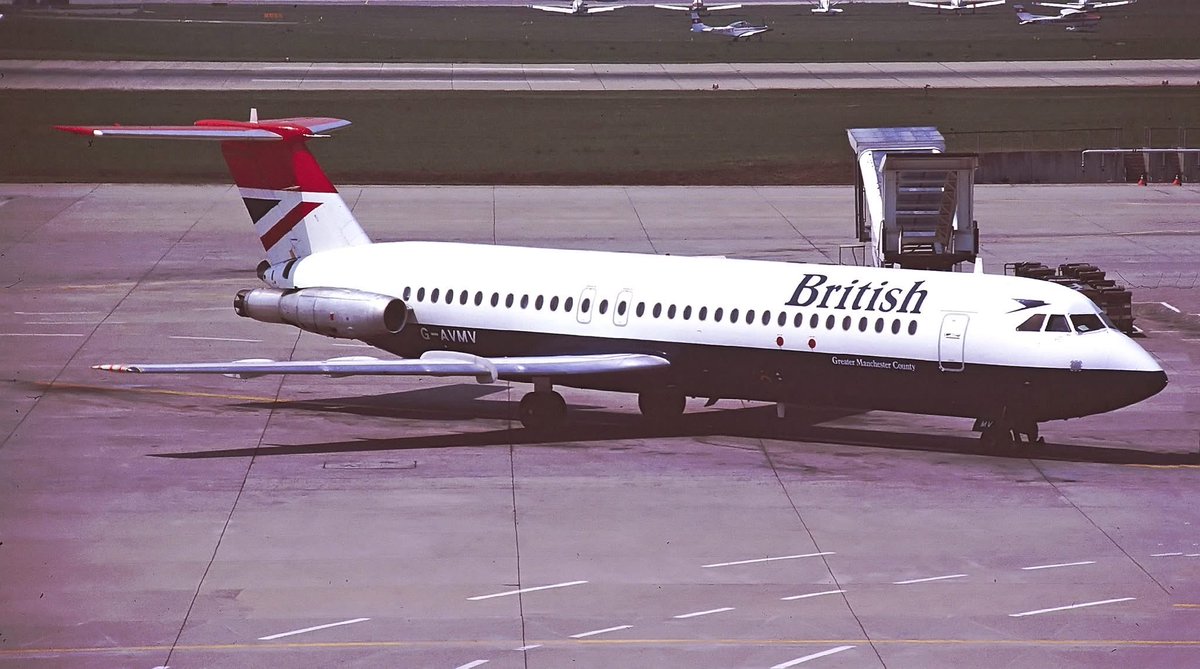 n194at's tweet photo. British Airways 
BAC-111-510ED G-AVMV
GVA/LSGG Geneva Airport
Date: 1986
Photo credit Jens Polster 
#AvGeek #Airline #Aviation #AvGeeks #BAC111 #GVA #Geneva #Speedbird #BritishAirways @British_Airways 🇬🇧 https://t.co/MguOaKDKtE