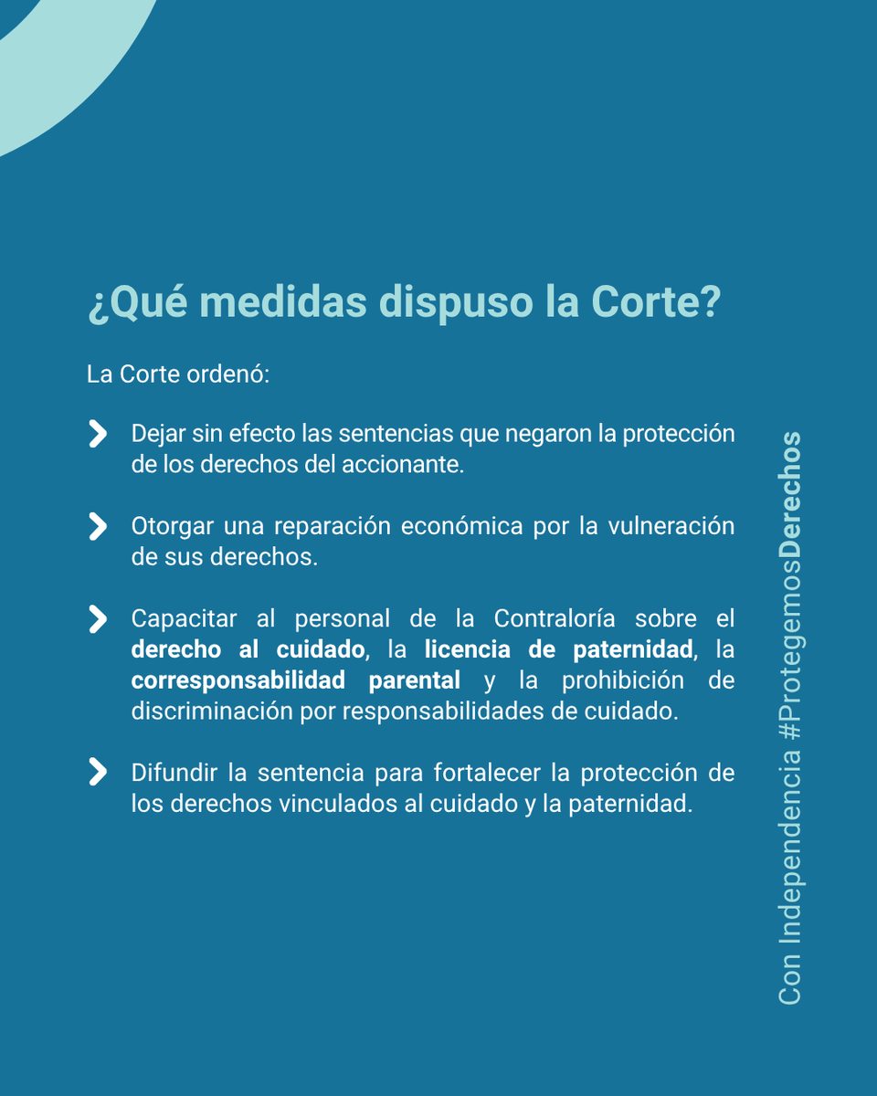 CorteConstEcu's tweet photo. La Corte recordó que el ejercicio de la paternidad y las tareas de cuidado están protegidos por la Constitución, y que asumir estas responsabilidades no puede generar consecuencias laborales discriminatorias. https://t.co/60DMSWeLIL