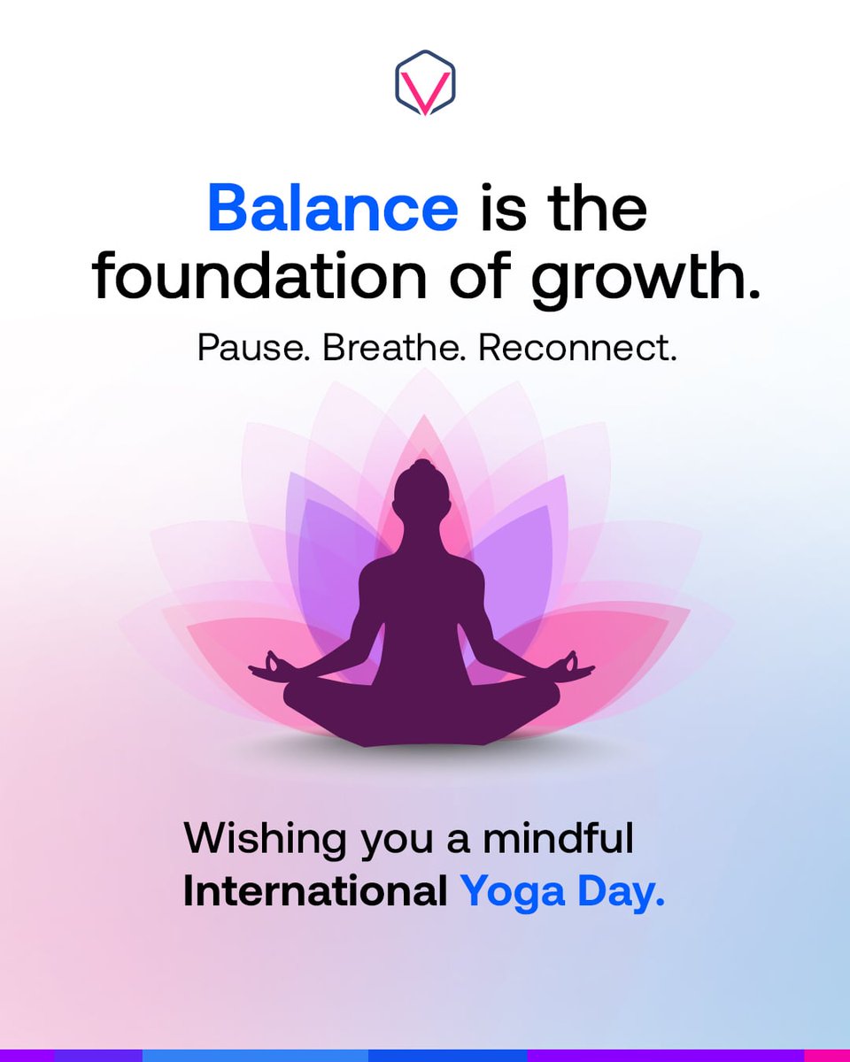 Visionet's tweet photo. Balance. Breath. Awareness.

A mindful team is a powerful team.

Visionet wishes you a grounded and rejuvenating International Yoga Day.

#InternationalYogaDay #YogaDay #MindfulnessAtWork #EmployeeWellbeing #WorkplaceWellness #Visionet https://t.co/u6UQrxYGxi