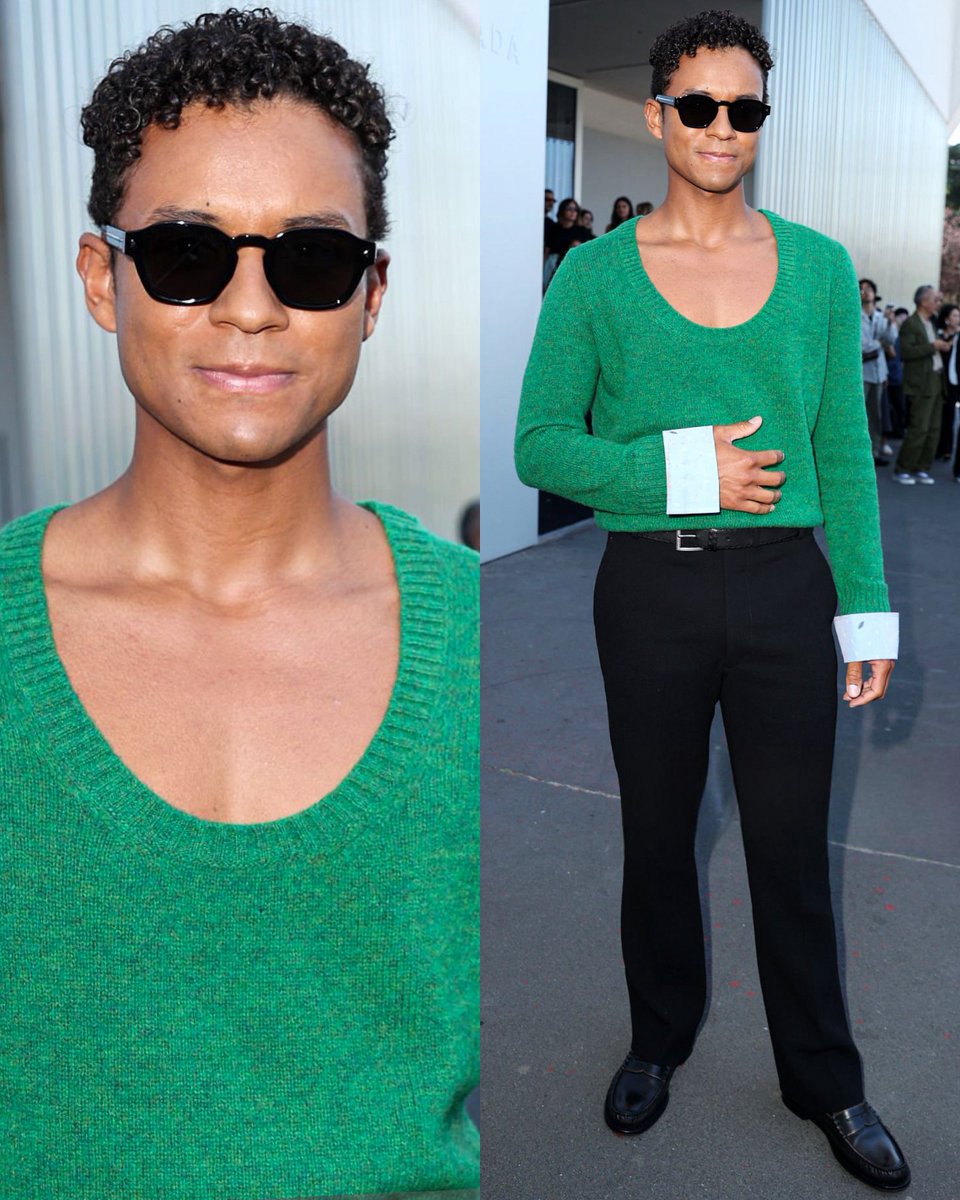 _filmcrave's tweet photo. Jaafar Jackson photographed at the Prada fashion show in Milan. 📷 https://t.co/VuMxLA5fHv
