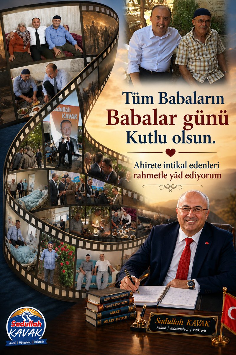 KavakSadullah's tweet photo. Babalar Günü’nüz kutlu olsun!

Tüm yaşamını çocuklarına ve ailesine adayan babalarımıza en içten ��ükranlarımı sunuyorum.

Bu vesileyle, başta şehitlerimiz olmak üzere ahirete irtihal etmiş tüm babalarımızı ve büyüklerimizi rahmetle yâd ediyorum...
#sadullahkavak https://t.co/PfPaqD290W
