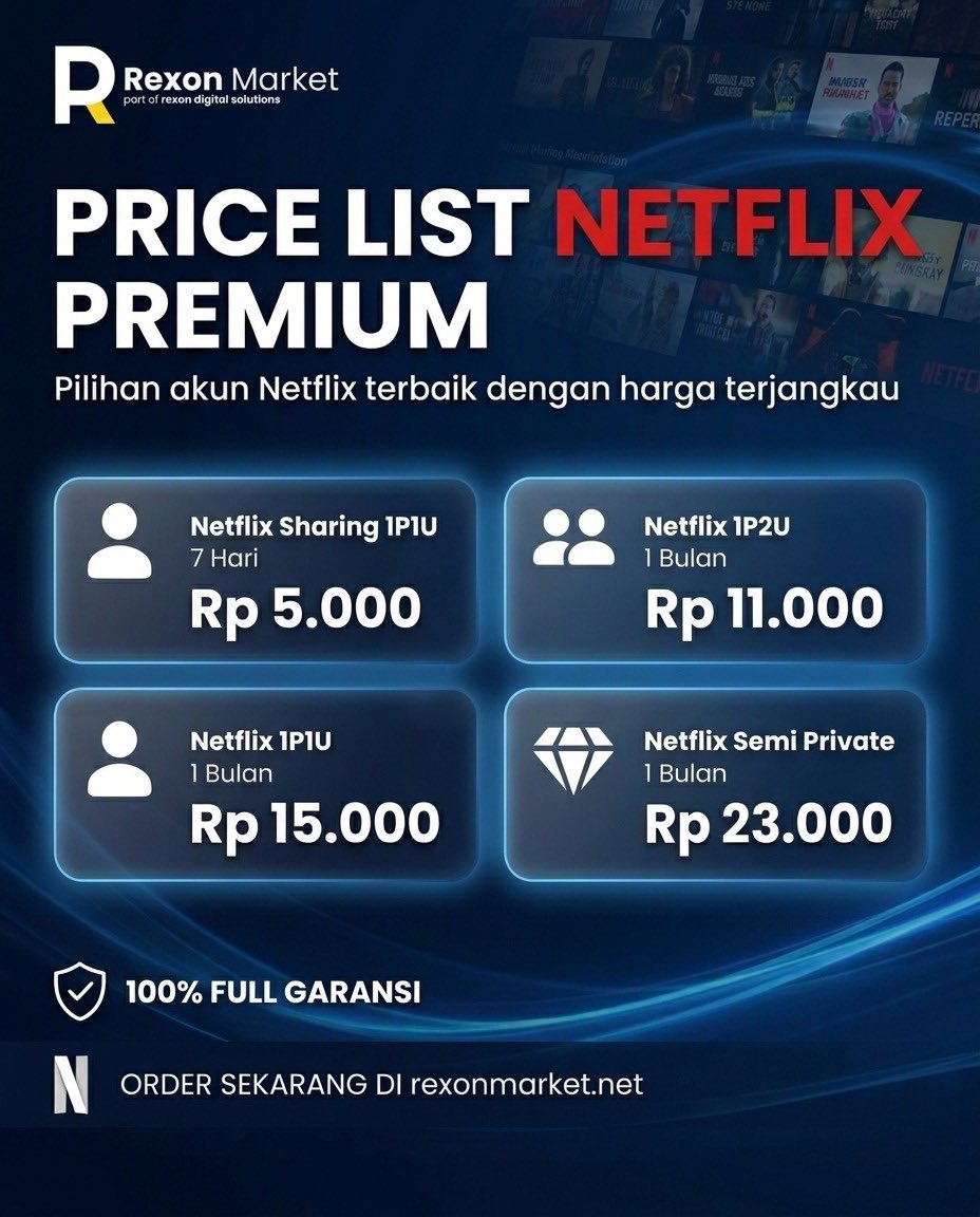 aasrahan's tweet photo. @bunnybuf_ ➥ 𝗻𝗲𝘁𝗳𝗹𝗶𝘅 @RexonD2zy
shar 1u 
⋆ 1 minggu :: 5k 
⋆ 1 bulan :: 15k  
shar 2u 
⋆ 1 bulan :: 11k  
semi—private (login dengan 2 device) 
⋆ 1 bulan :: 23k

otomatis ke kirim 24 jam
order via website : https://t.co/fr9aFeio6U https://t.co/3JOh7FNQfm