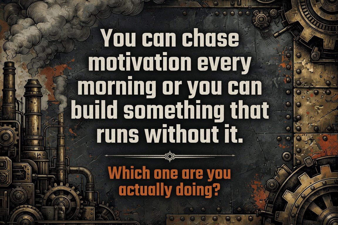 DisciplineCS's tweet photo. You can chase motivation every morning or you can build something that runs without it.
Most people pick the first option and wonder why nothing sticks.
Which one are you actually doing?
#DisciplineOverMotivation #SystemsThinking #Stoicism https://t.co/xJdEr19nPR