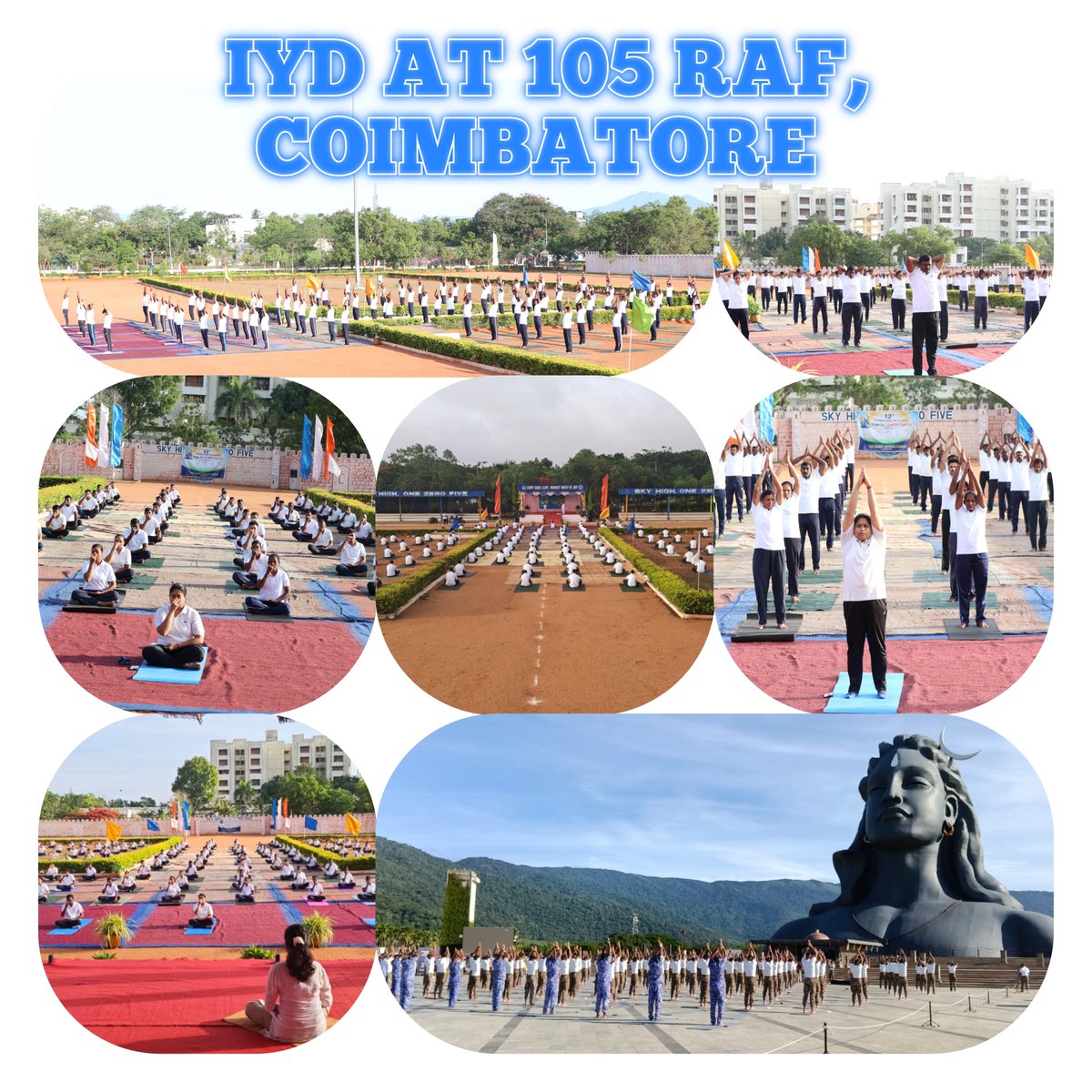 raf105bn's tweet photo. 105 RAF, Coimbatore, observed International Yoga Day in association with Isha Foundation. Personnel enthusiastically participated in yoga sessions, reaffirming their commitment to fitness, mental well-being, and holistic health. 
#InternationalYogaDay  #IshaFoundation https://t.co/A554T9MCw4