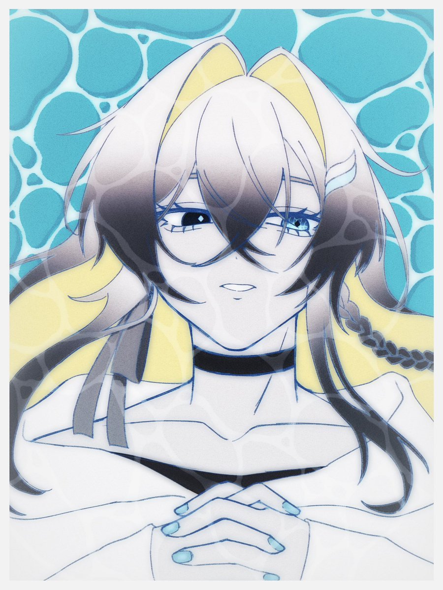 shima_0u0_'s tweet photo. @tothe_notfound 
CSだと左眼の海模様が潰れてるのちゃんとアップで描きたいな、という動機で描いた絵です。逆さにするとこんな感じ https://t.co/ZRDe4RLOK8
