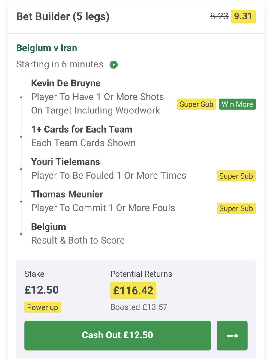 paddy_pick's tweet photo. Belgium vs Iran bet builder 🔥

🇧🇪 vs 🇮🇷 https://t.co/9CRP4XX0PP