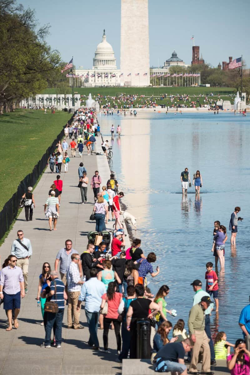 RussellFosterTX's tweet photo. Up until yesterday, this is how people interacted with the reflecting pool, which we all own. Now, Trump will arrest anyone who puts a finger in the water. How exactly is this freedom that the GOP constantly says we have more of now than ever before? Let's get back to the old way https://t.co/1BAsun9yYF