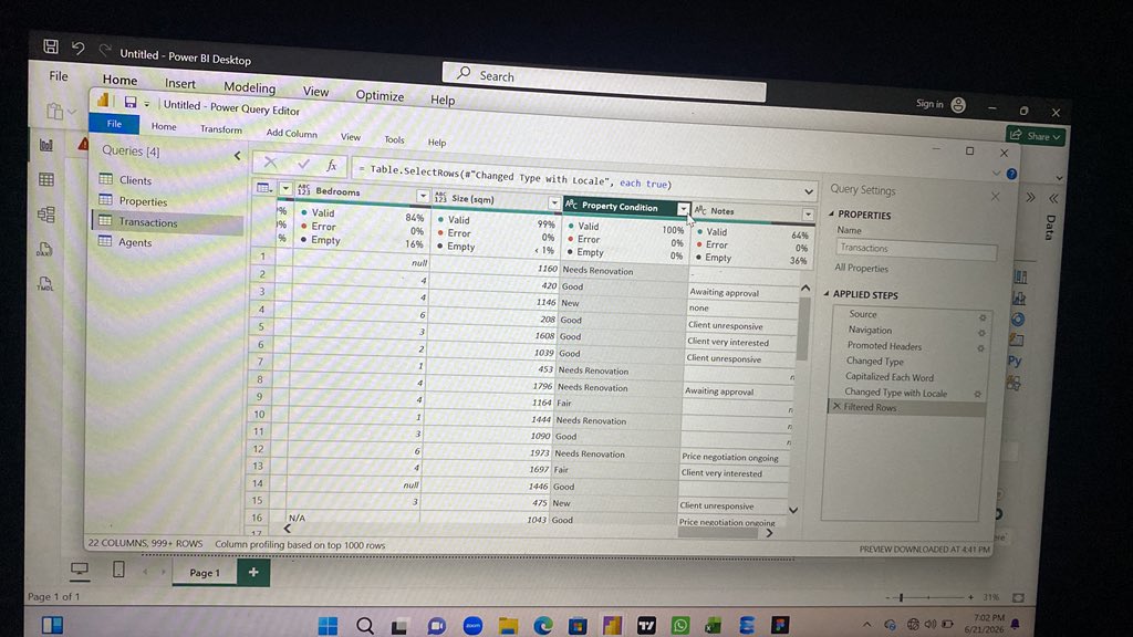 Datawithzeek's tweet photo. Back like I never left 😮💨…. Data cleaning is so fucking crazy . Well presenting am working on real estate datasets and this is me walking you’all through the process . Stay tuned for more 🚀
#Datadocumentation #Buildinpublic #DataDriven #Datacleaning https://t.co/c5IqLhCKnJ