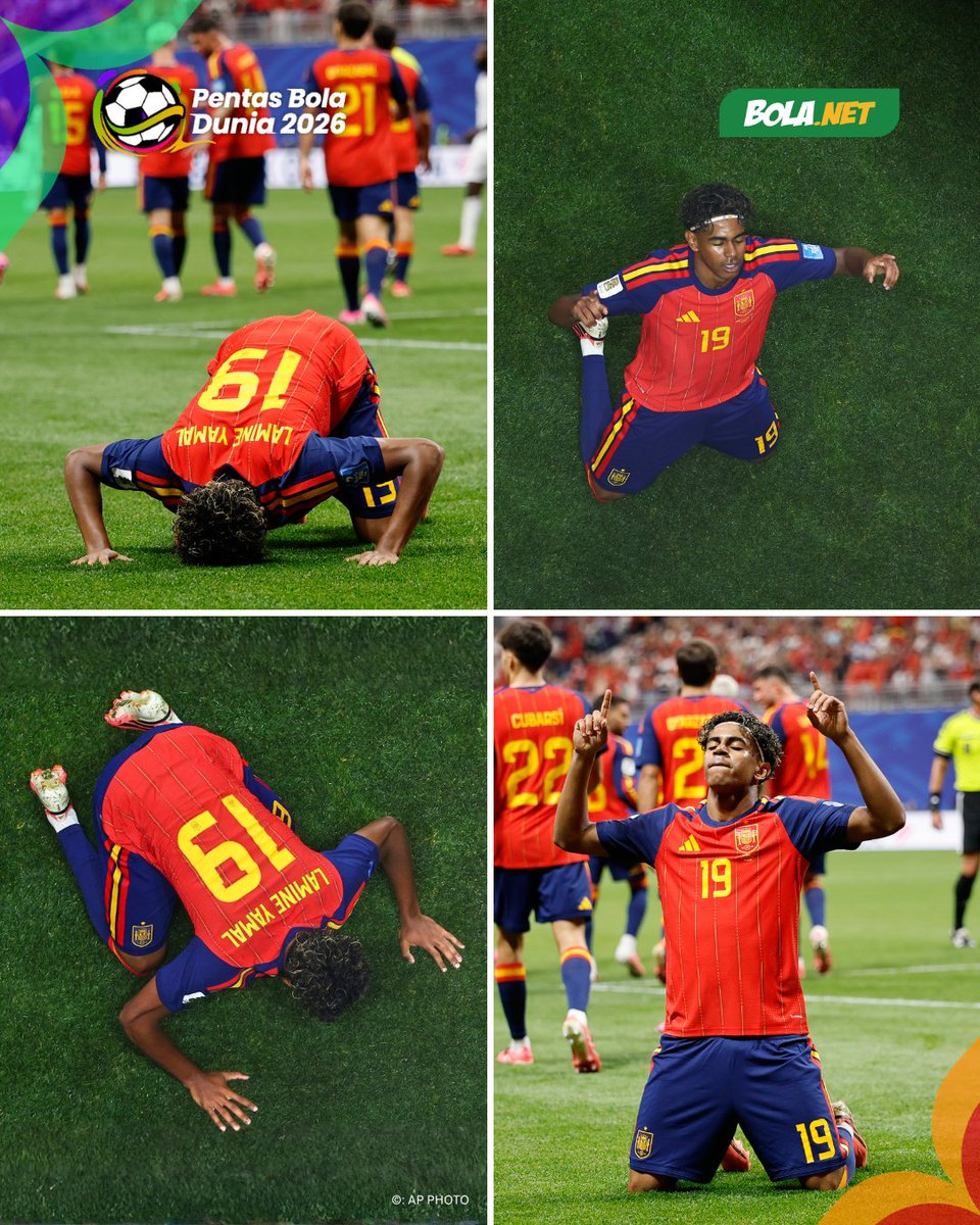 Bolanet's tweet photo. Sujud syukur Lamine Yamal setelah mencetak gol pertamanya di Piala Dunia. 👏
.
.
.
Update Pentas Bola Dunia 2026 hanya di https://t.co/W11acxZTGs
#bolanet #blcbm #pialadunia2026 #pentasboladunia2026 https://t.co/vSgm0PZlwG