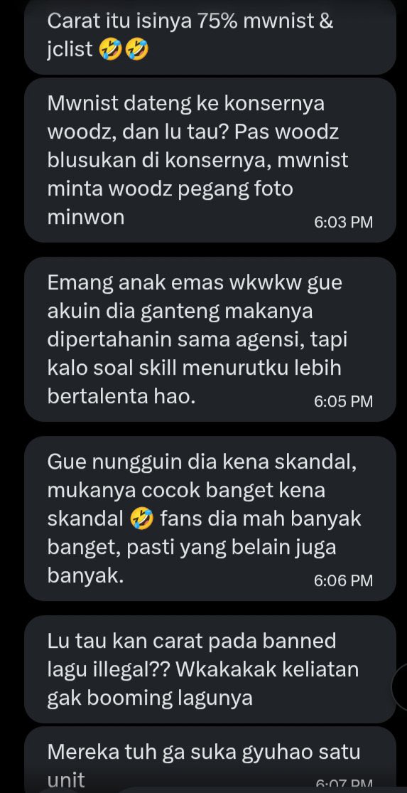 farpacerv's tweet photo. @haosthtc @mickeymous12702 @pourkyeomchan @prettycatwonu @giyupiyy @angjay19 kalian semua lebih milih ngeributin komenan “Jing ini segini banyak ngehate wonu semua” sama “applause👏🏼” dari pada ini kan? dikatain dongo, disumpahin kena skandal, ga berbakat. itu semua lebih gapenting kan? https://t.co/pvLvLISuHE