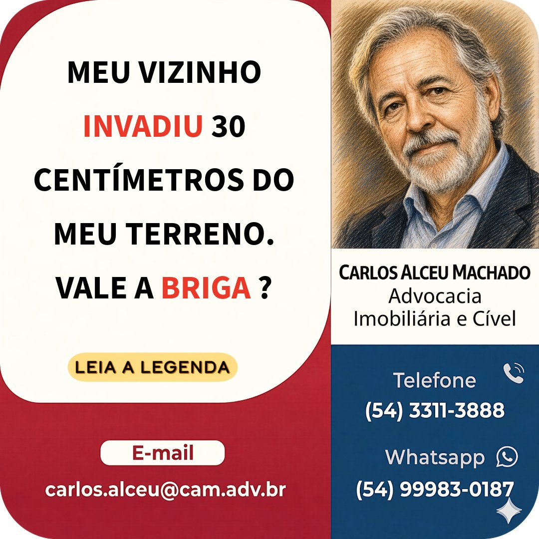 carlosalceu's tweet photo. Depende, mas em geral, vale sim. Pode parecer bobagem, porém no futuro isso pode comprometer o valor de venda do imóvel, gerar confusão em inventário ou até impedir construções. Se você percebeu a invasão, o primeiro passo é conversar; se não resolver, é possível ajuizar. https://t.co/ZhfoQJO2Hv