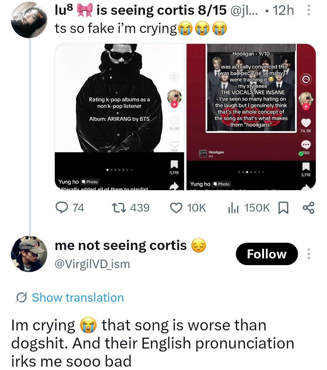 cocojcyc's tweet photo. Omg this shit is funny😂 , for someone who thinks the song is ass, you sure can't stop talking about it🤓 @VirgilVD_ism 
Cuz me every time I play this album I can't stop thinking how GOOD it was https://t.co/A9Xovu6aMe