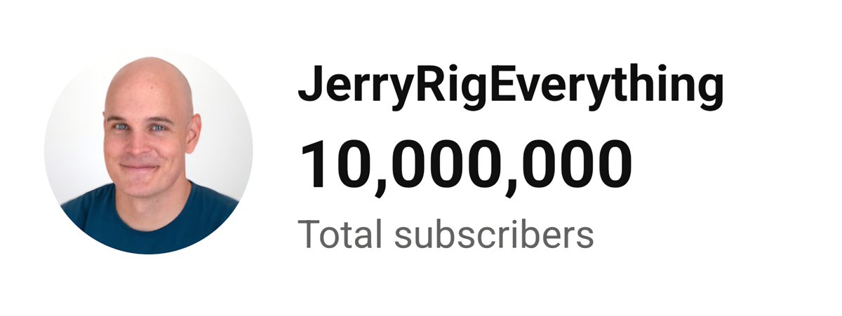ZacksJerryRig's tweet photo. THANK YOU!!!!! 10,000,000 subscribers and 3 Billion views on my YouTube channel is *insane* and i couldn't do it without you! 

All thanks to *you* watching my videos we've been able to build a wheelchair factory in Utah, two libraries in Kenya, and (hopefully) saved millions of phones around the world from premature death. 

Thanks a ton for watching!  Ill see you around 👊
