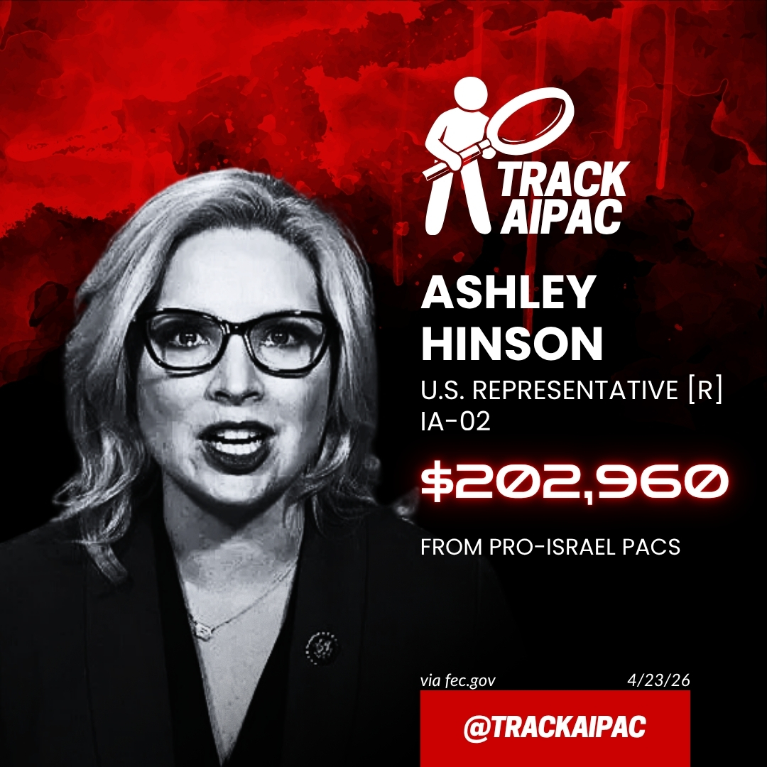 TrackAIPAC's tweet photo. @hinsonashley Ashley Hinson is Israel First. https://t.co/wOnMgJHpY1