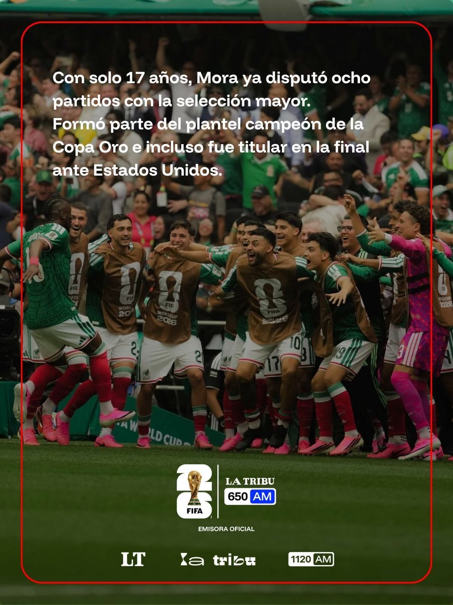 latribu650am_py's tweet photo. ¡Tiene 17 años y ya está en la Copa del Mundo! 🌎⚽

🇲🇽 Gilberto Mora es el jugador más joven del Mundial 2026 y una de las grandes promesas del fútbol mexicano.

⚽ Debutó en la Sub 15 de México con apenas 13 años, llegó a la Sub 20 con 16 y hoy ya suma experiencia en la selección absoluta y en la Liga MX. 

👉 Deslizá y enterate de toda la info. 

📷 @GilbertoMora_ (IG) 

#LaTribuAlbirroja #650AM #650EmisoraOficial #1120AM #LaTribu