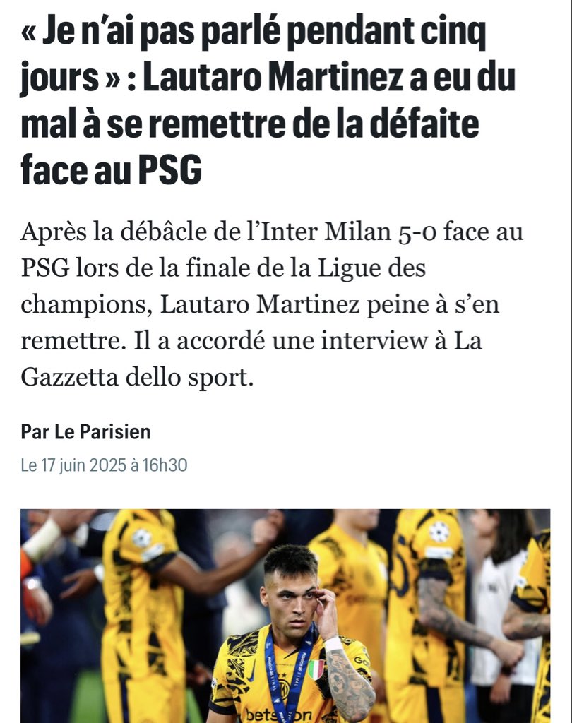 7teud3's tweet photo. « Ça te brise de l’intérieur »

PTDRRRRR après Dumfries et lautaro en 2025 

Le TRAUMA SAINT GERMAIN a encore fait  une victime en 2026 https://t.co/yLAoaff5Yf