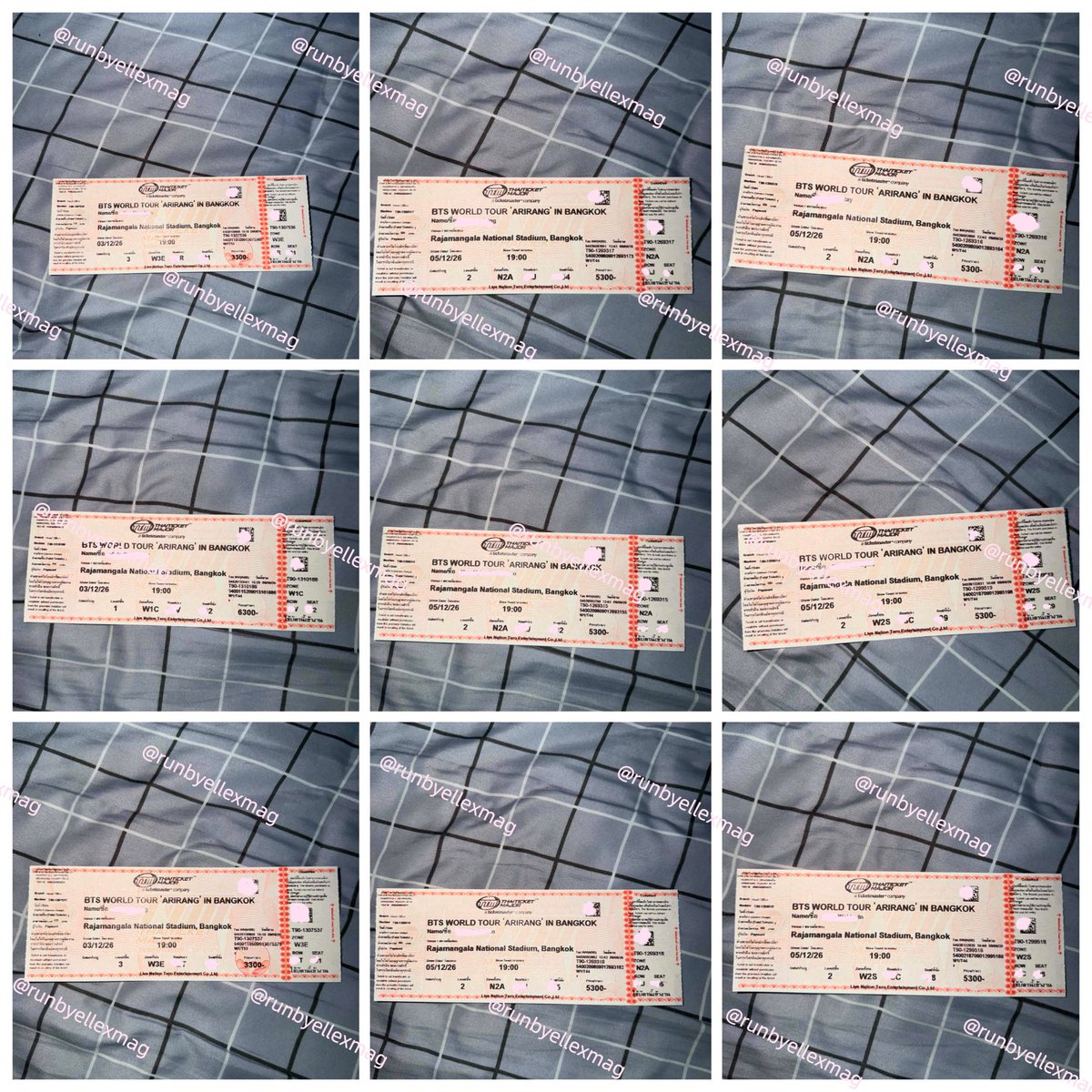 bewithyou0_0's tweet photo. These are the tickets we got manually for the BTS Bangkok customers on Membership Presale Day. 🎫💜

Thank you for trusting us with your ticket purchase. We’re so happy we could help secure your tickets! We sincerely appreciate your support and hope you enjoy every moment of the concert and create wonderful memories.✨💜

#방탄소년단
#BTS
#BTS_WORLDTOUR
#BTS_WORLDTOUR_BANGKOK 
#ARIRANGINBANGKOK
#BTS_WORLDTOUR_ASIA
#runbyellexmag