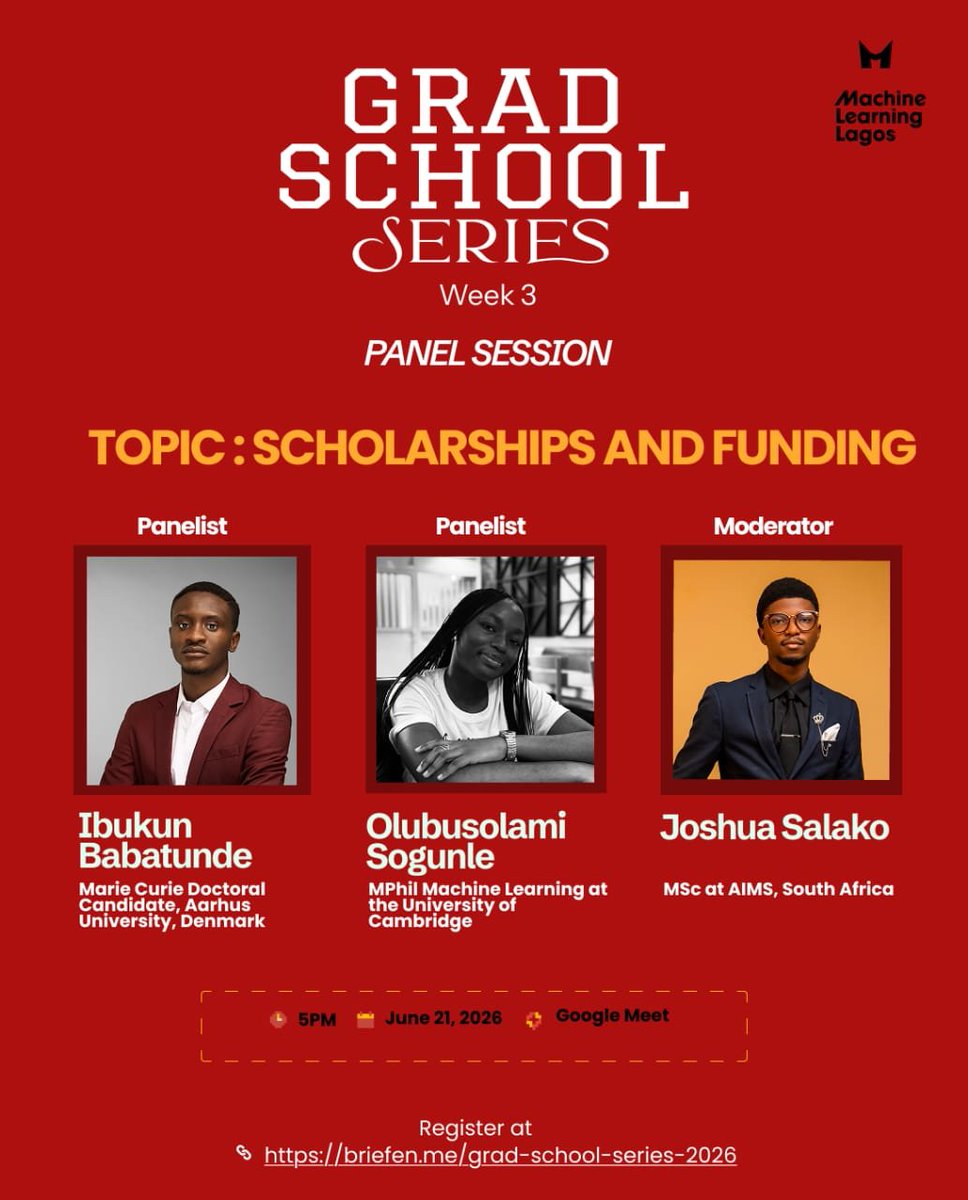mlinlagos's tweet photo. Scholarships &amp; Funding. Grad School Series 2026 5 pm WAT

Let's go! Register here 👉🏽 https://t.co/7iyykkSjU4

#GradSchoolSeries2026 #MLLagos

@theOfficial_ibk
@__busolamiii
@josh_salako https://t.co/fdHCvroowc