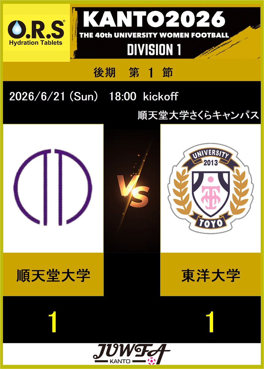 juwfaKanto's tweet photo. O.R.S 第40回関東大学女子サッカーリーグ戦
1部リーグ　後期第1節
本日の試合結果

#関東大学女子サッカーリーグ
#大学女子サッカー
#大学サッカー
#サッカー
#ors https://t.co/i00VQ5KIBI