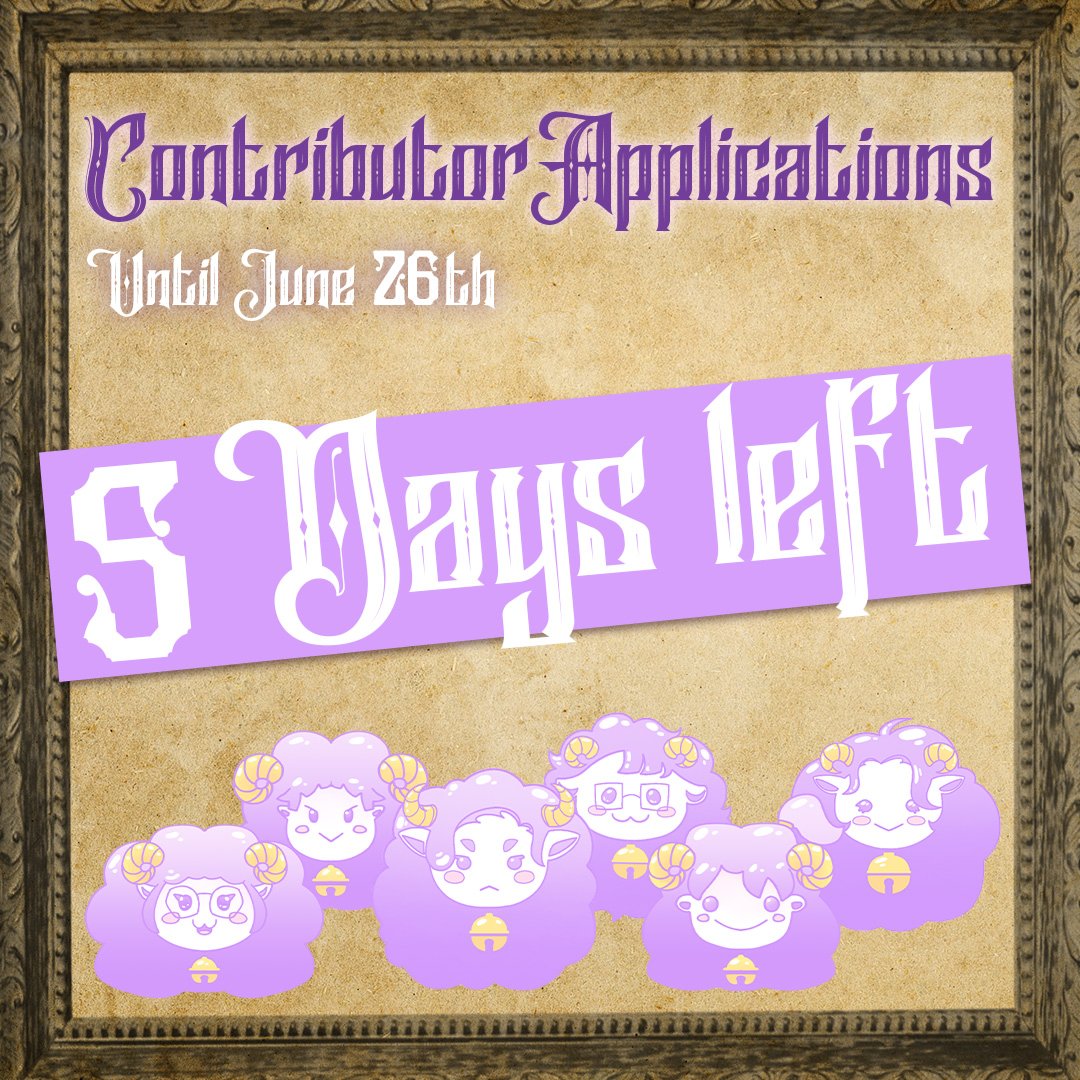countingsheepom's tweet photo. 🐏 5 DAYS UNTIL APPLICATIONS CLOSE 🐏

Are you already as excited as we are? Only a few more days are left for you to apply! So what are you waiting for? Come and join us as we return to the Devildom 🌙

For more information and the app form:
https://t.co/Fqqvkr2Rbr https://t.co/zyKh6lUSi0