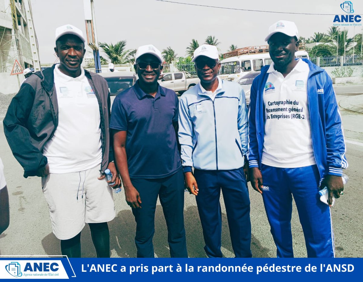 anecsenegal's tweet photo. L'Agence nationale de l'État civil (ANEC), sous la direction de Monsieur Matar NDAO, Directeur général, a participé à la randonnée pédestre organisée par l'Agence Nationale de la Statistique et de la Démographie (ANSD) ce dimanche 21 juin 2026. https://t.co/XHedwXNeyc