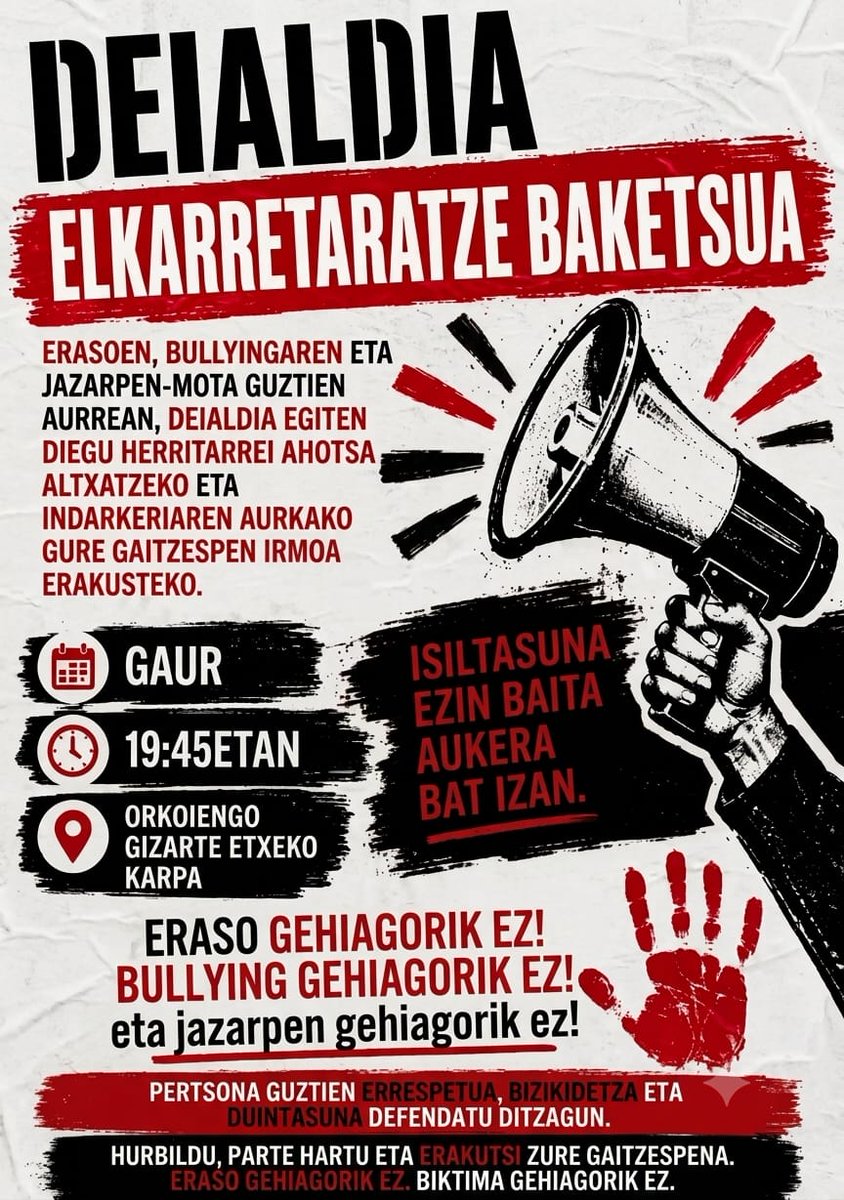 algokdcir's tweet photo. Elkarretaratze Deialdia
19.45
Gizarte etxea aurrean 
Orkoien https://t.co/DUaXo7Ro1g