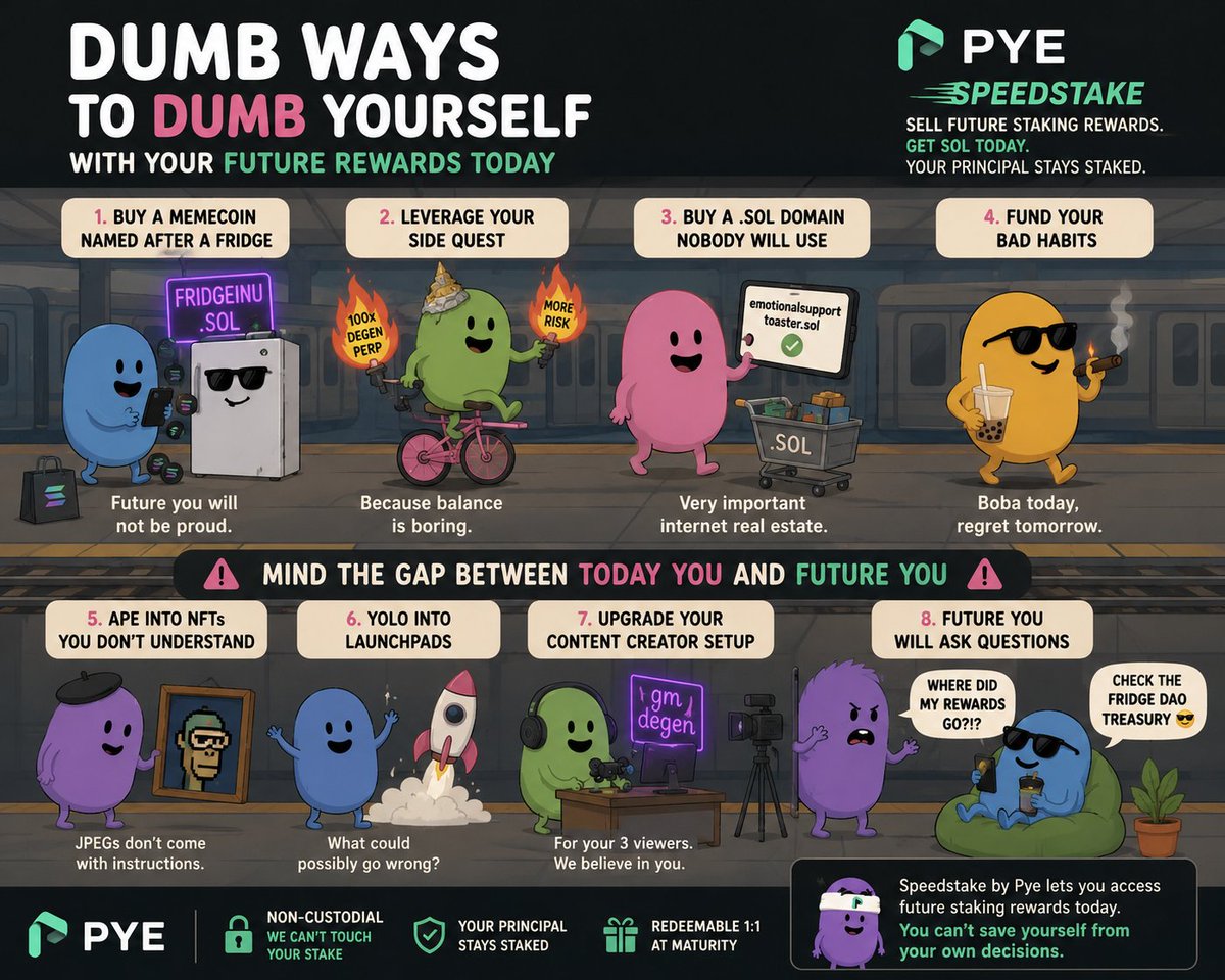 _z9c_'s tweet photo. Used @pyefinance Speedstake to get my future staking rewards today without unstaking.

Validator: “your principal stays staked”
Me: “perfect”
buys emotionalsupportfridge.sol https://t.co/bp4HDjQbCr
