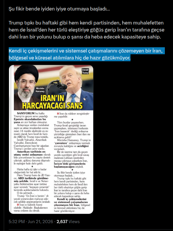 AmeleDevleti2's tweet photo. Anlaşılan Yunus Paksoy mayın eşeği gibi yine ABD ve İsrail adına İran'a saldırmaya devam ediyor.

Savaşın başından beri bunu ara ara yapıyor.

Yunus Paksoy, Kurtuluş Savaşı döneminde olsa Mustafa Kemal Paşa kendisine sunulan barış şansını elinin tersi ile itiyor diye algı yapardı https://t.co/NZJBtC8R0h