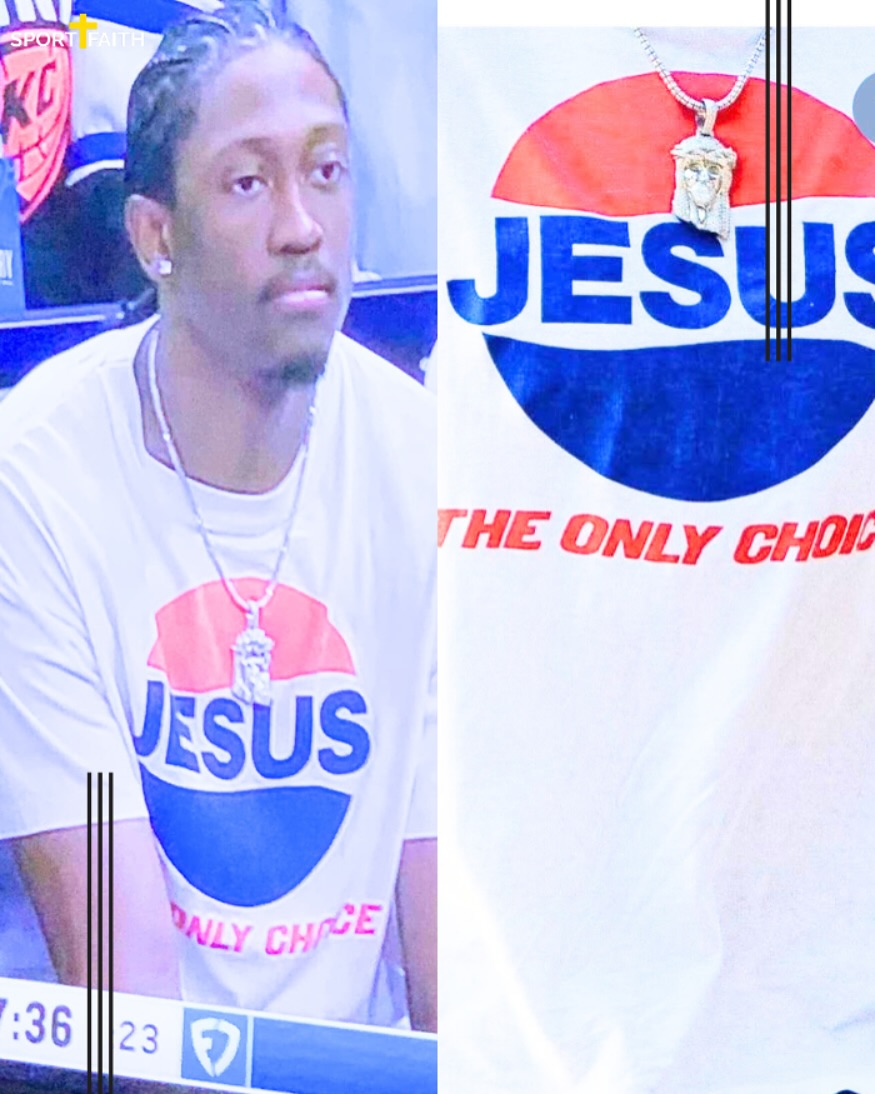 utdMaggie's tweet photo. Throw back to when OKC Thunder star Jalen Williams wore a shirt saying "Jesus : the only choice" https://t.co/BGv2t306z4